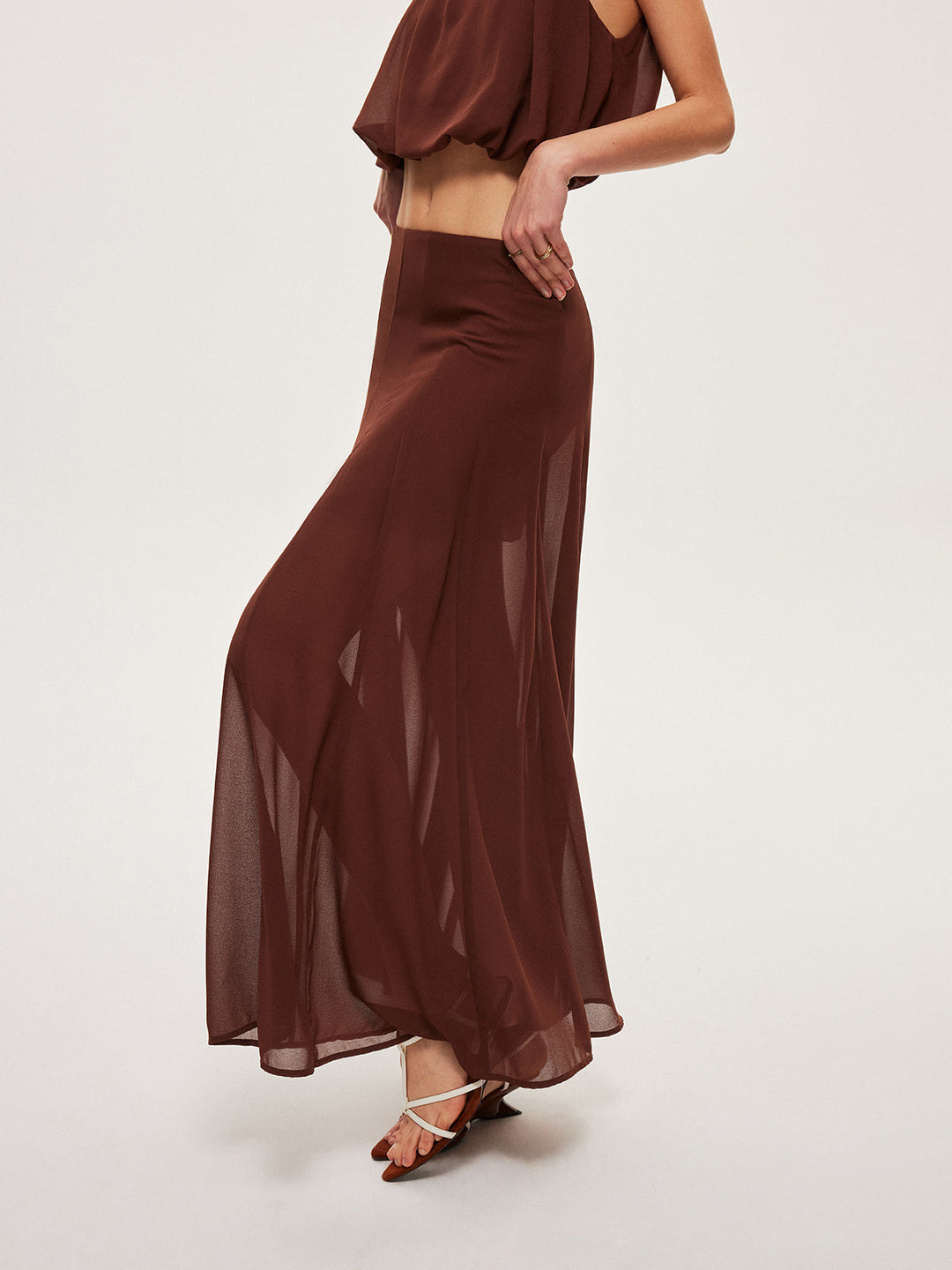 Chiffon Semi-Sheer A-Line Skirt  Liora Lane Boutique Skirts