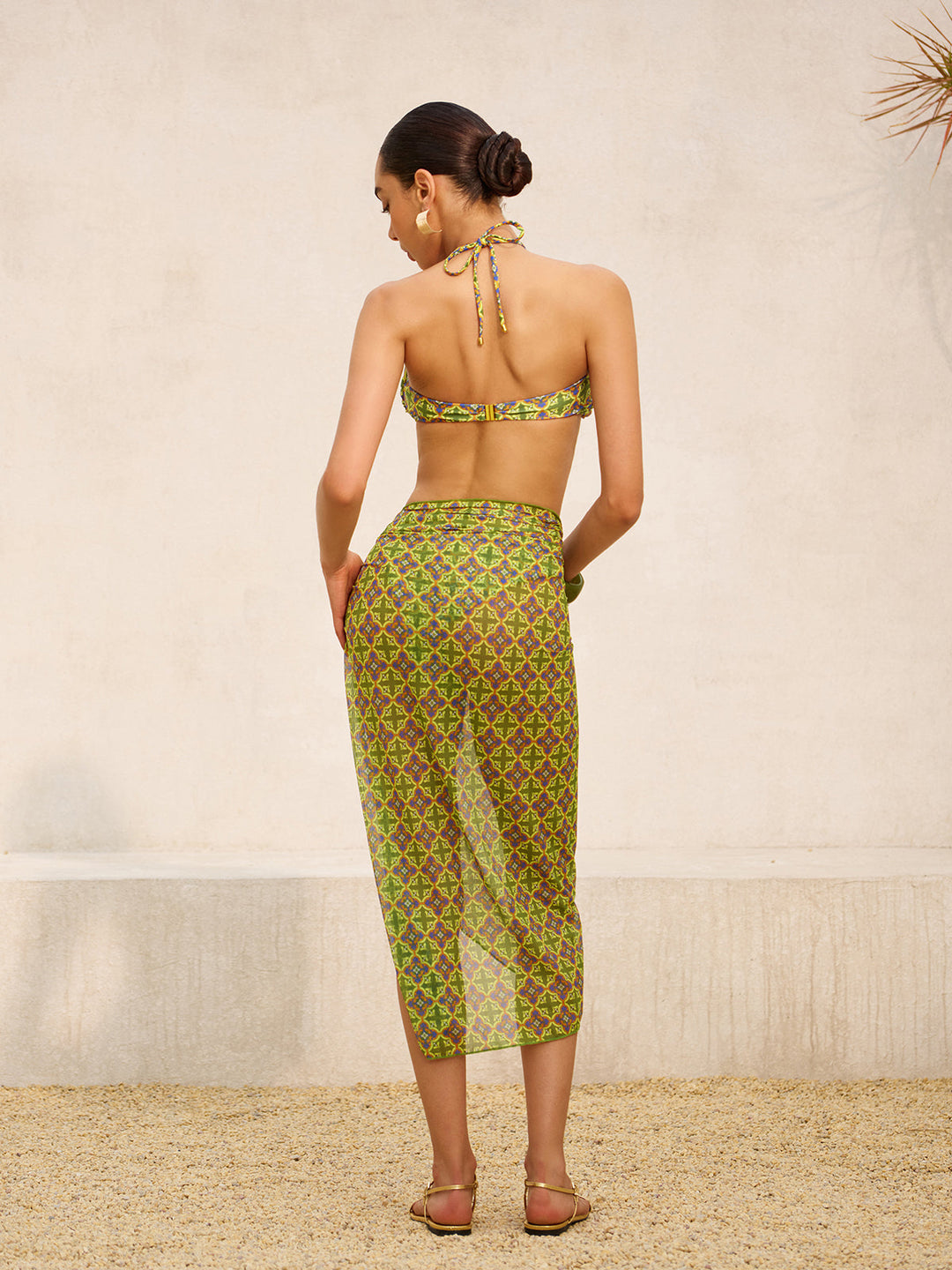 Retro Print Tie-Waist Mesh Cover-Up  Liora Lane Boutique Kimonos & Cover Ups