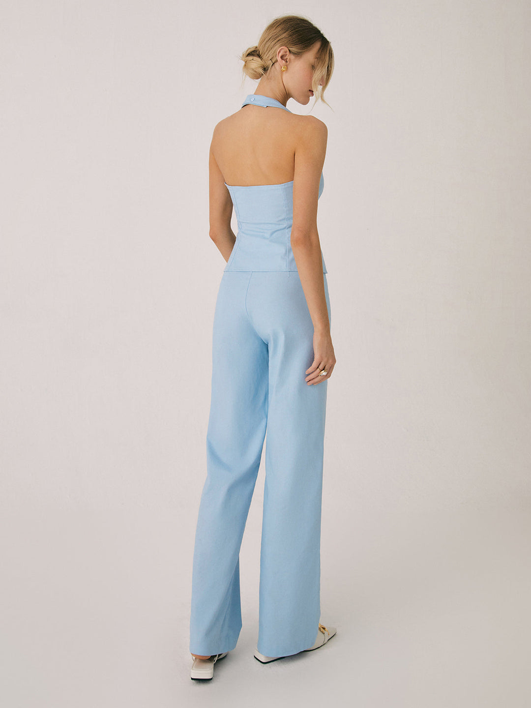 Cotton & Linen Vest With Straight Leg Pants Set  Liora Lane Boutique Pant Sets