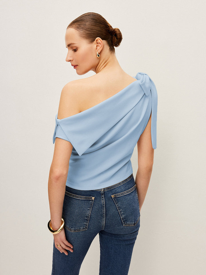 One-Shoulder Top With Bow Detail  Liora Lane Boutique T-Shirts