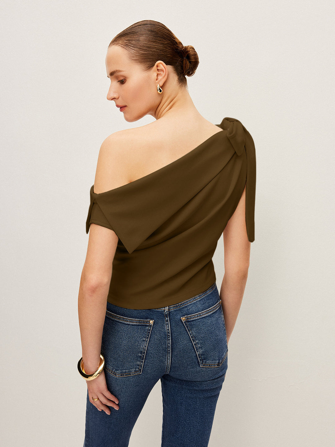 One-Shoulder Top With Bow Detail  Liora Lane Boutique T-Shirts