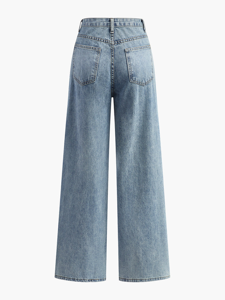 Asymmetric Waist Wide-Leg Jeans  Liora Lane Boutique Pants