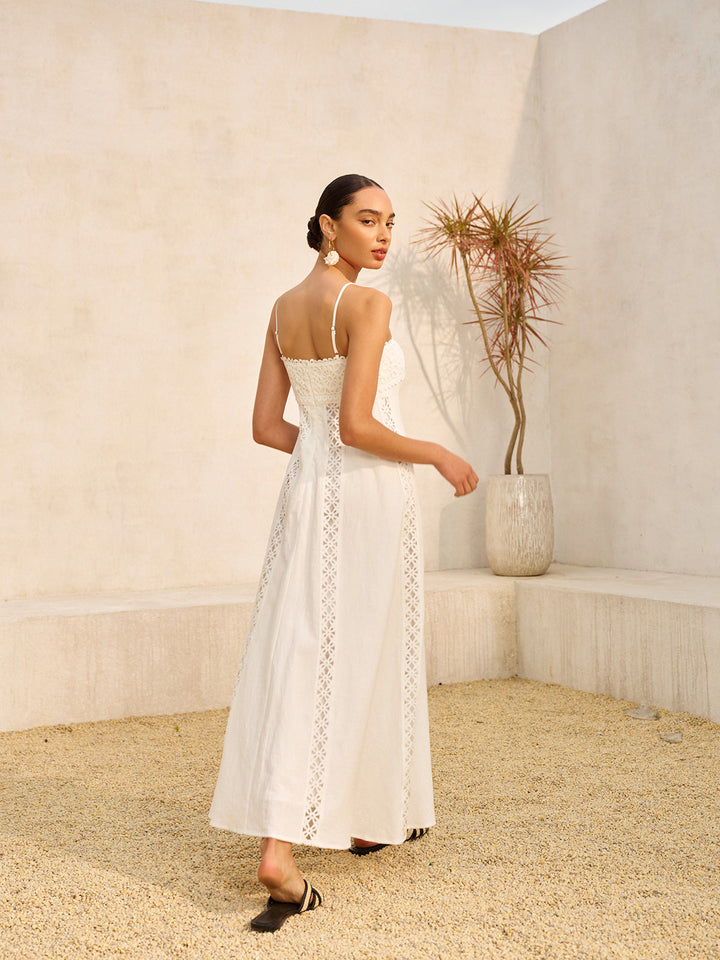 Lace Trim Cotton Cami Dress  Liora Lane Boutique Dresses