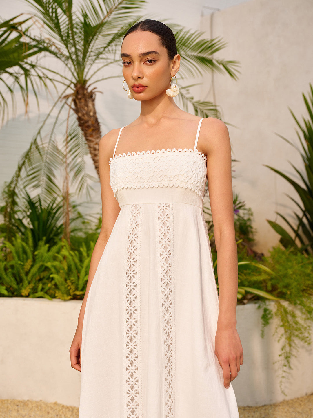 Lace Trim Cotton Cami Dress  Liora Lane Boutique Dresses