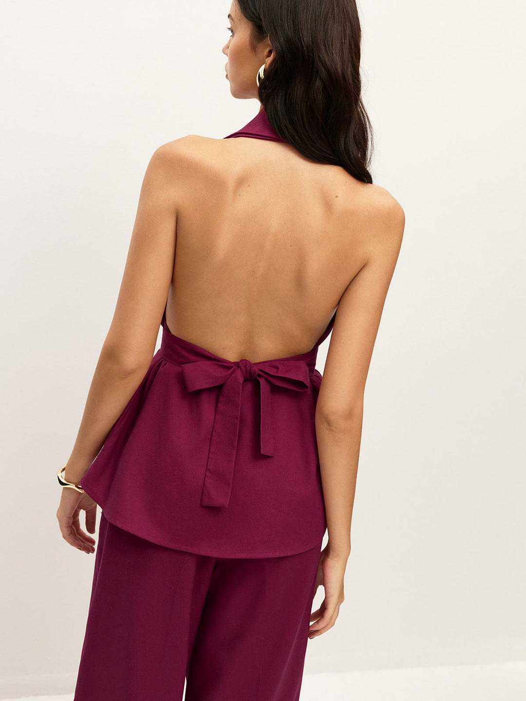 Halter Neck Belted Pocketed Pants Set  Liora Lane Boutique Pant Sets