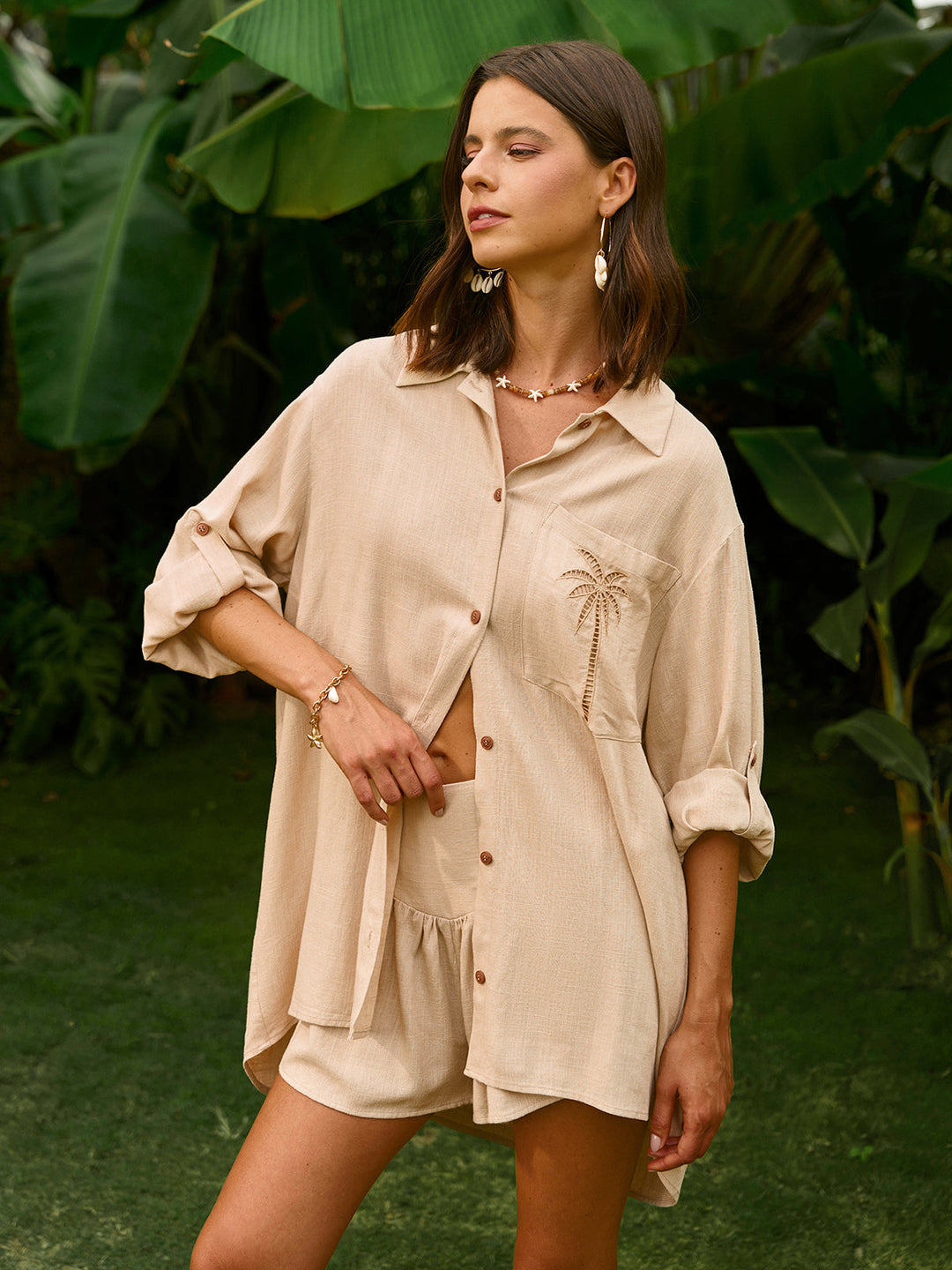 Embroidered Detail Shorts Set  Liora Lane Boutique Short Sets