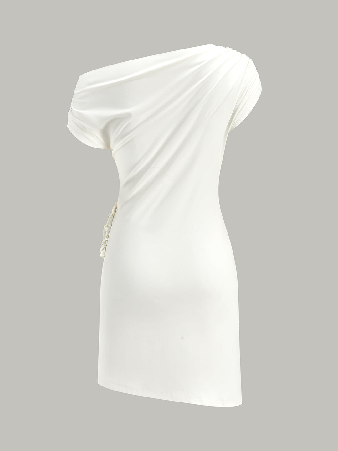 One-Shoulder Ruched Dress With Rosette Detail  Liora Lane Boutique Dresses