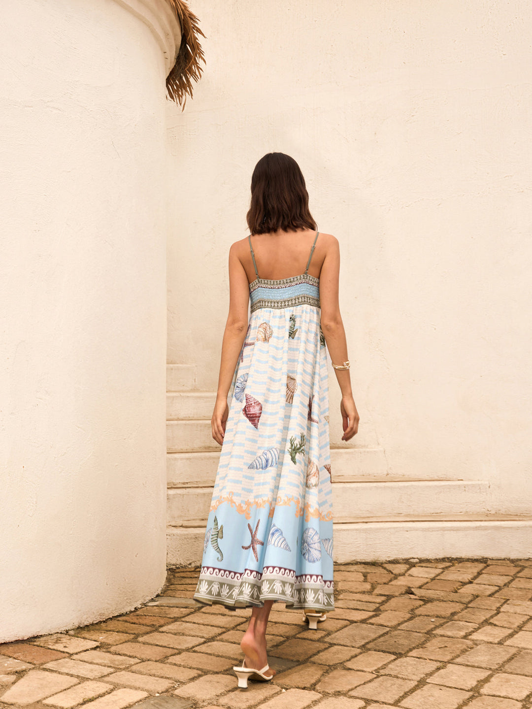 Seashell Print Cami Dress With Pockets  Liora Lane Boutique Dresses