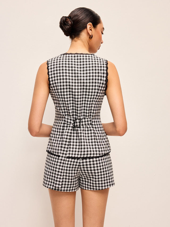 Gingham Button Top and Shorts Set  Liora Lane Boutique Short Sets