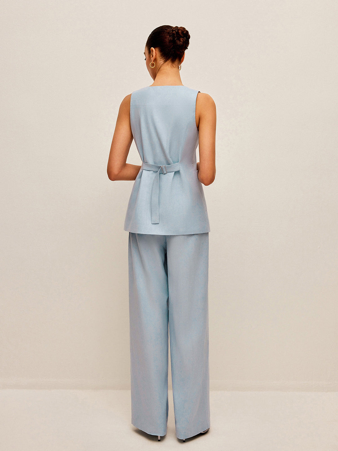 Cotton & Linen Tie-Back Vest With Pants Set  Liora Lane Boutique Pant Sets