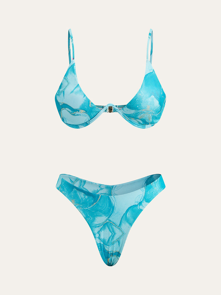 Marble Print Bikini Set With Cover-Up Skirt  Liora Lane Boutique Bikini Sets