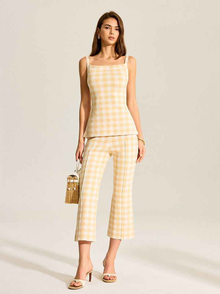 Gingham Print Pants Set  Liora Lane Boutique Pant Sets