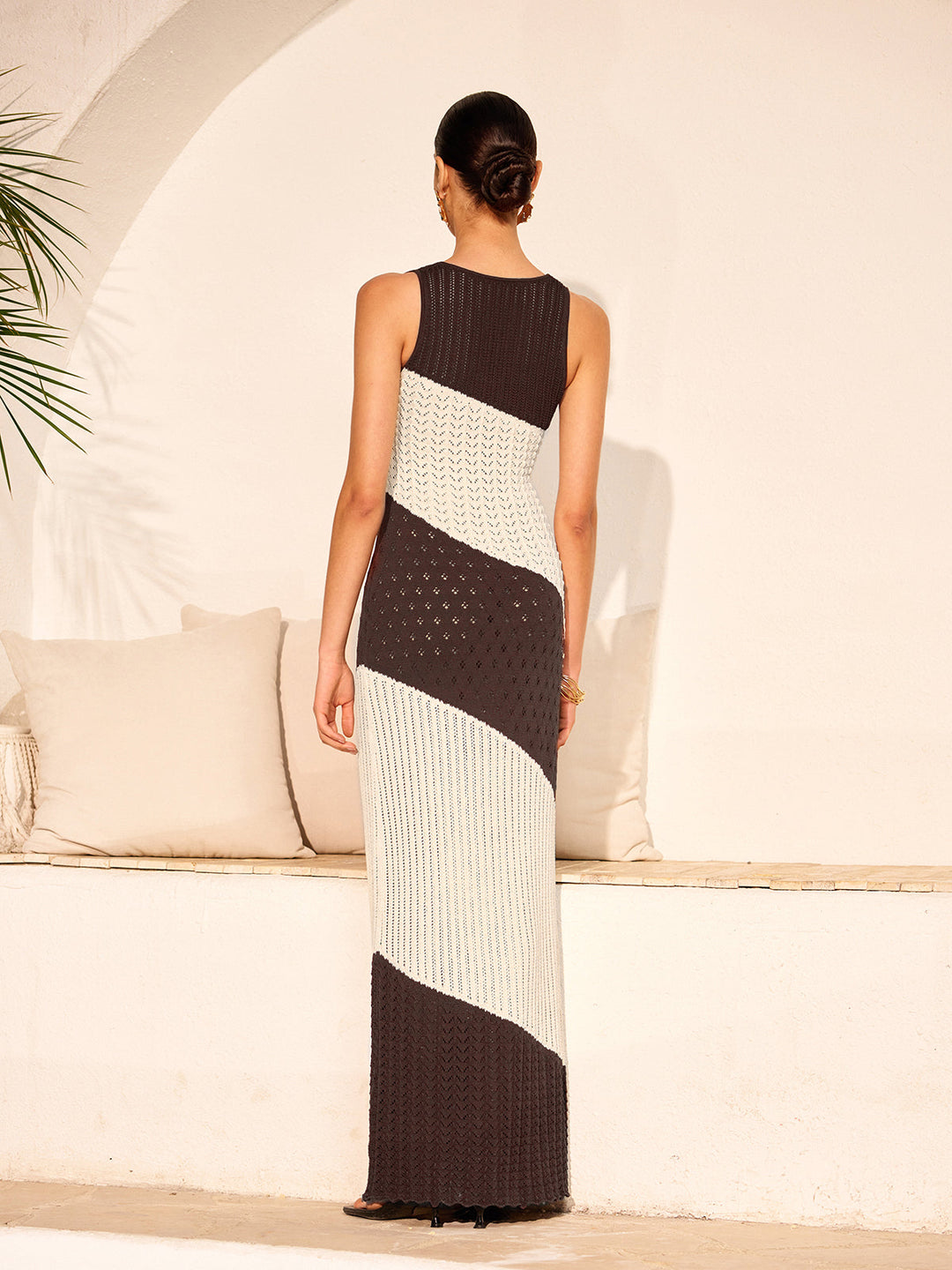 Two-Tone Crochet Front Tie Knit Dress  Liora Lane Boutique Sweater Dresses