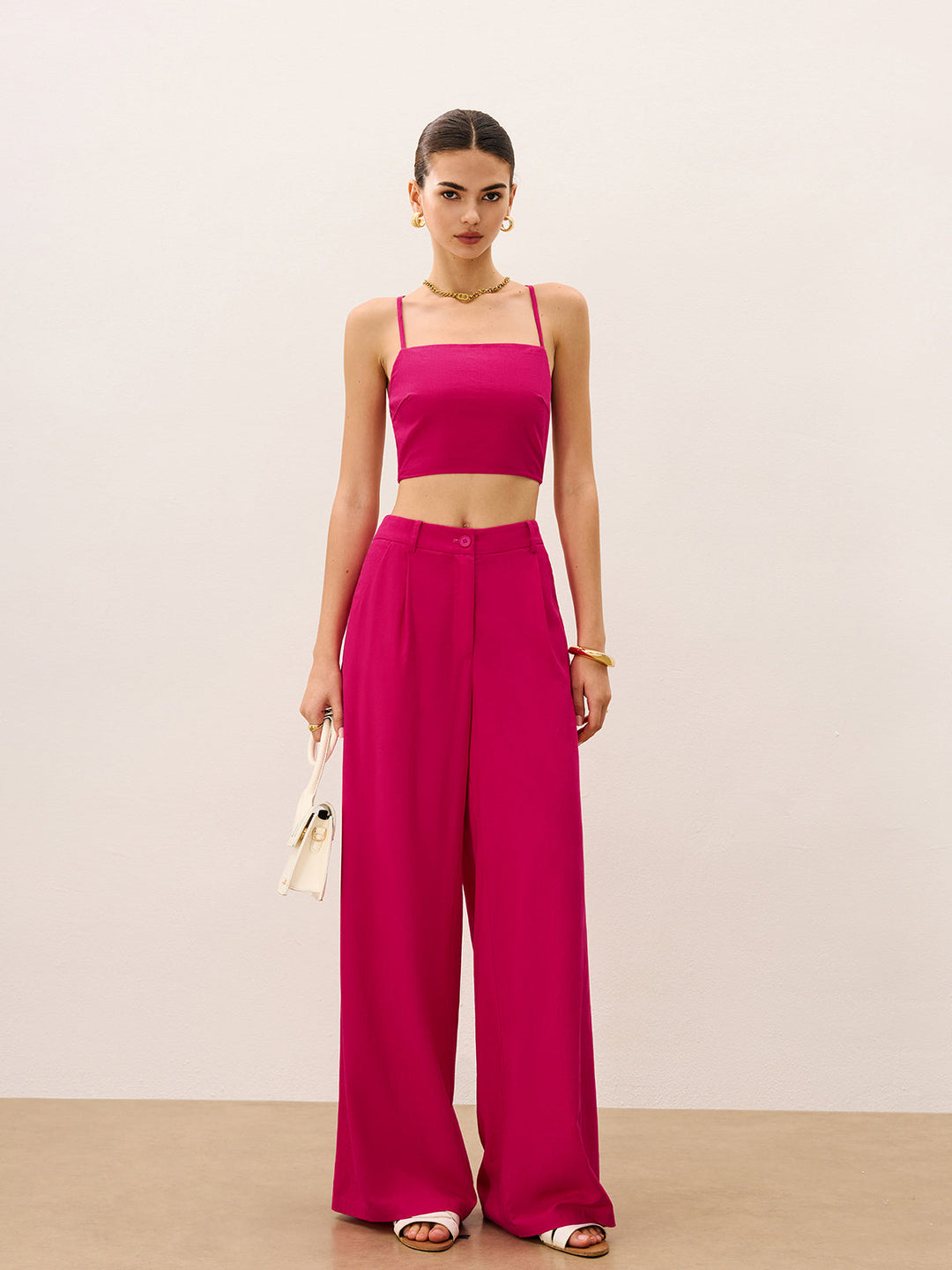 Tie-Back Top and Wide-Leg Pants Set  Liora Lane Boutique Pant Sets