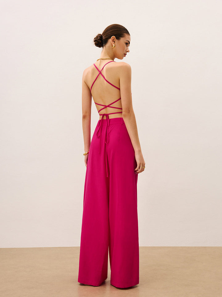 Tie-Back Top and Wide-Leg Pants Set  Liora Lane Boutique Pant Sets