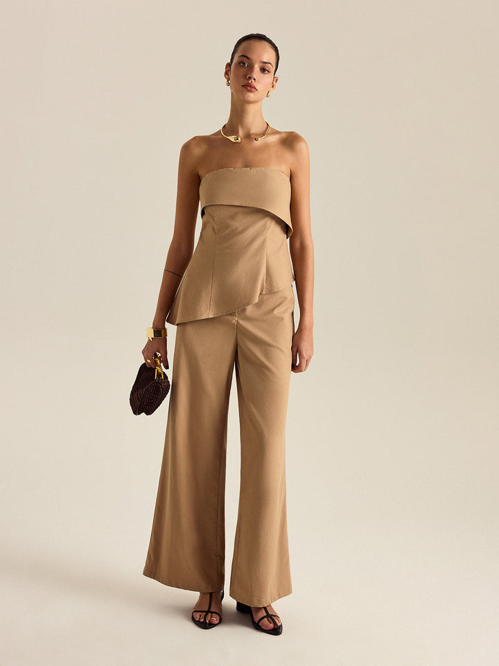 Asymmetrical Strapless Pants Set  Liora Lane Boutique Pant Sets