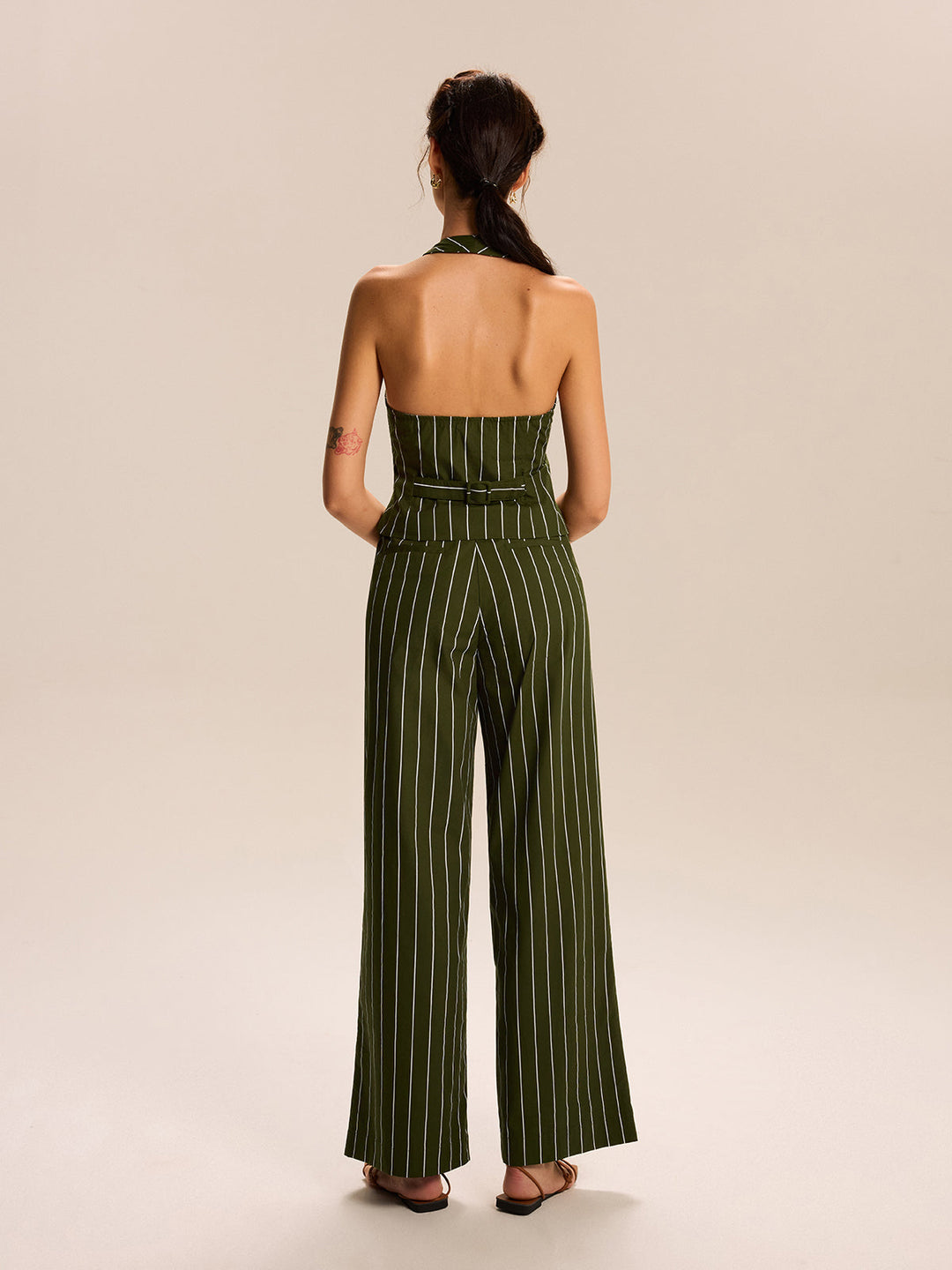 Striped Halter-Neck Vest and Wide-Leg Pants Set  Liora Lane Boutique Pant Sets