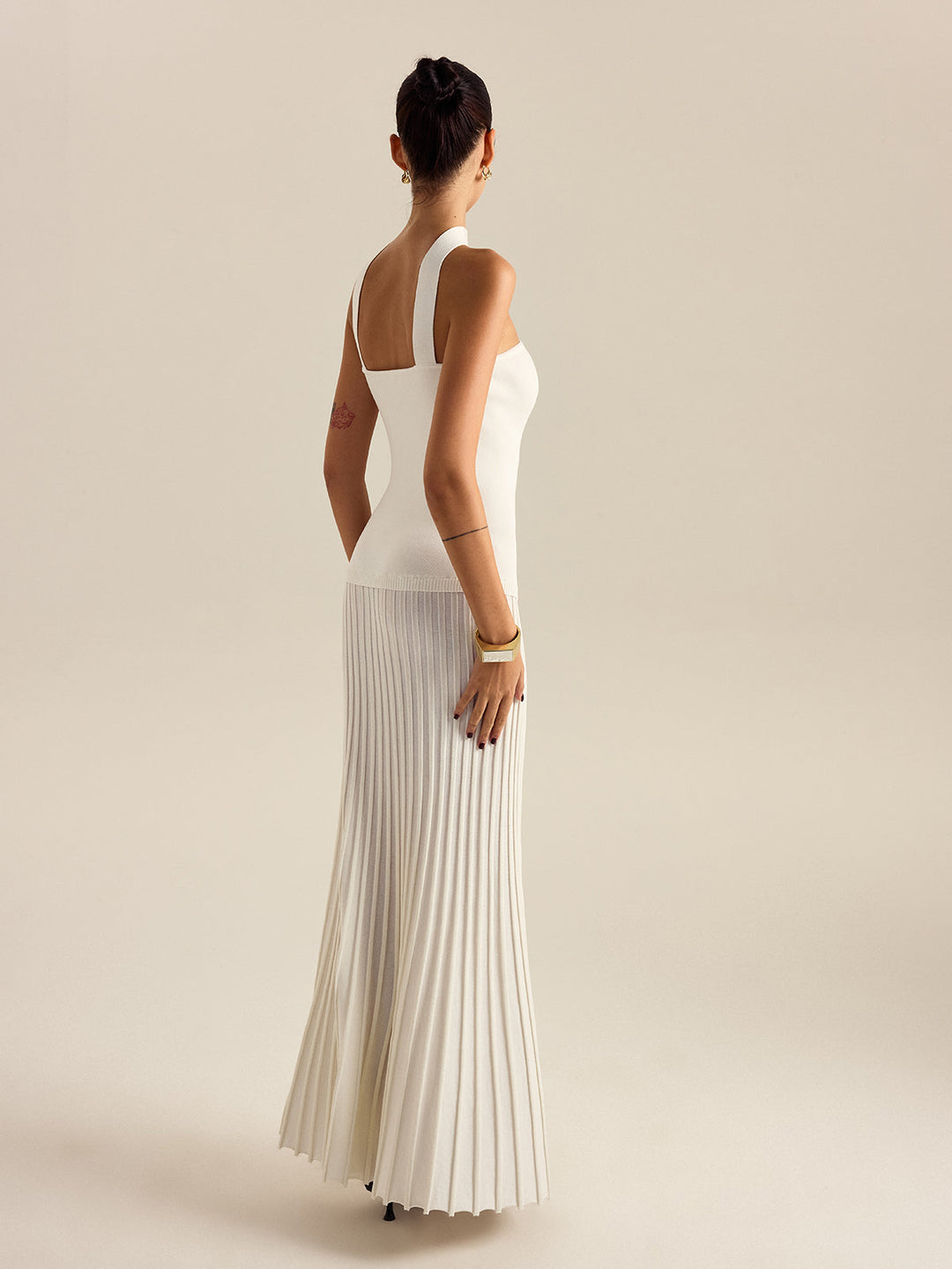 Halterneck Pleated Maxi Dress  Liora Lane Boutique Sweater Dresses