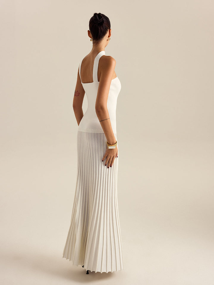 Halterneck Pleated Maxi Dress  Liora Lane Boutique Sweater Dresses