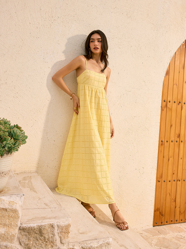 Eyelet Backless Maxi Dress  Liora Lane Boutique Dresses