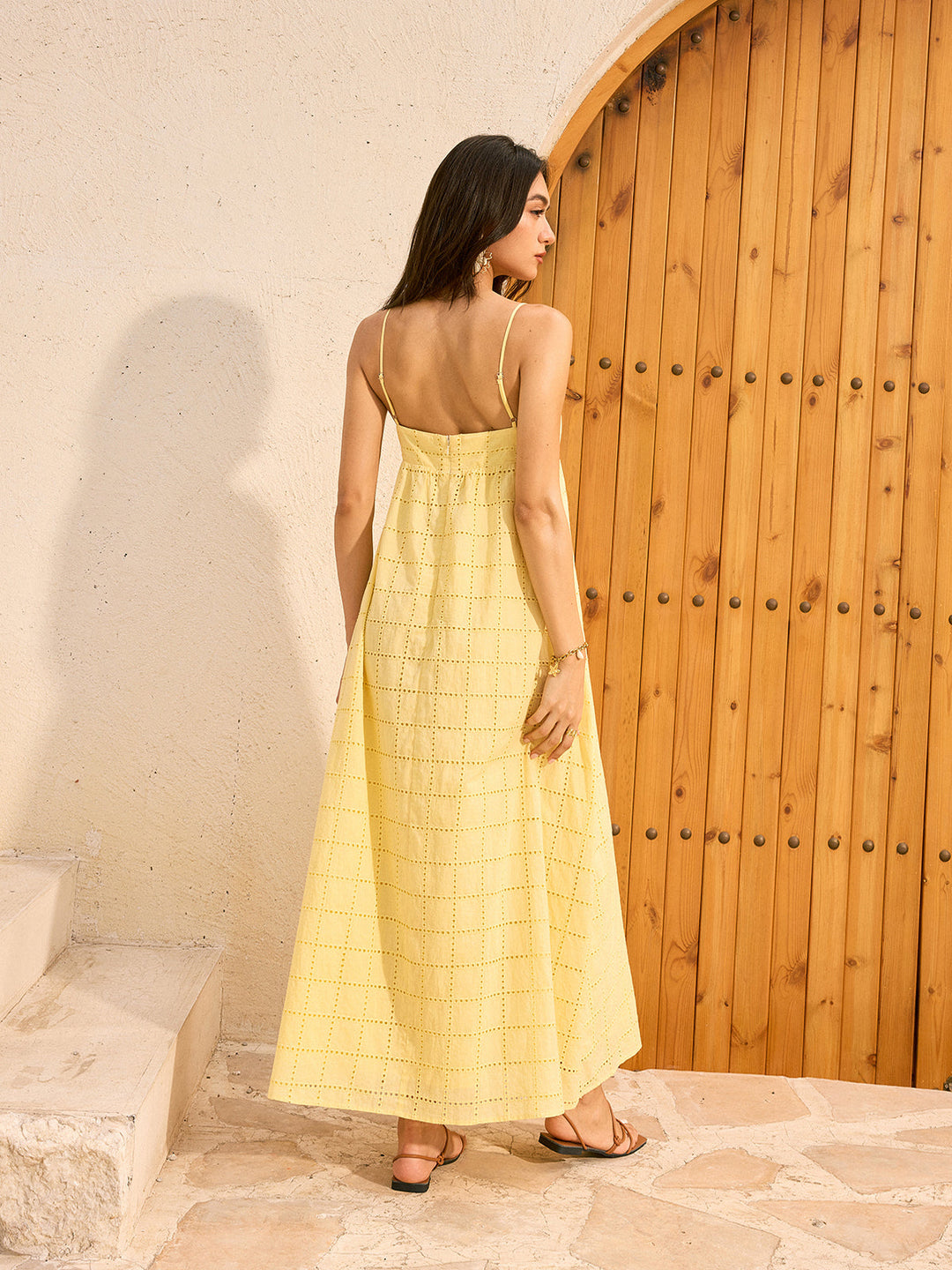 Eyelet Backless Maxi Dress  Liora Lane Boutique Dresses