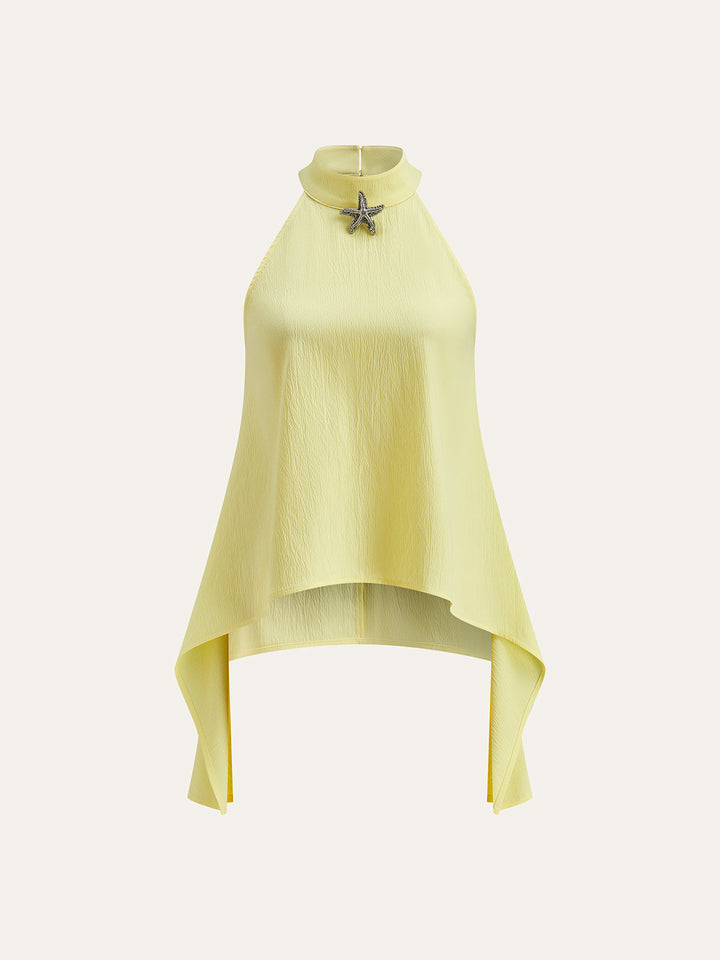 Halter Neck Asymmetric Hem Shorts Set  Liora Lane Boutique Short Sets