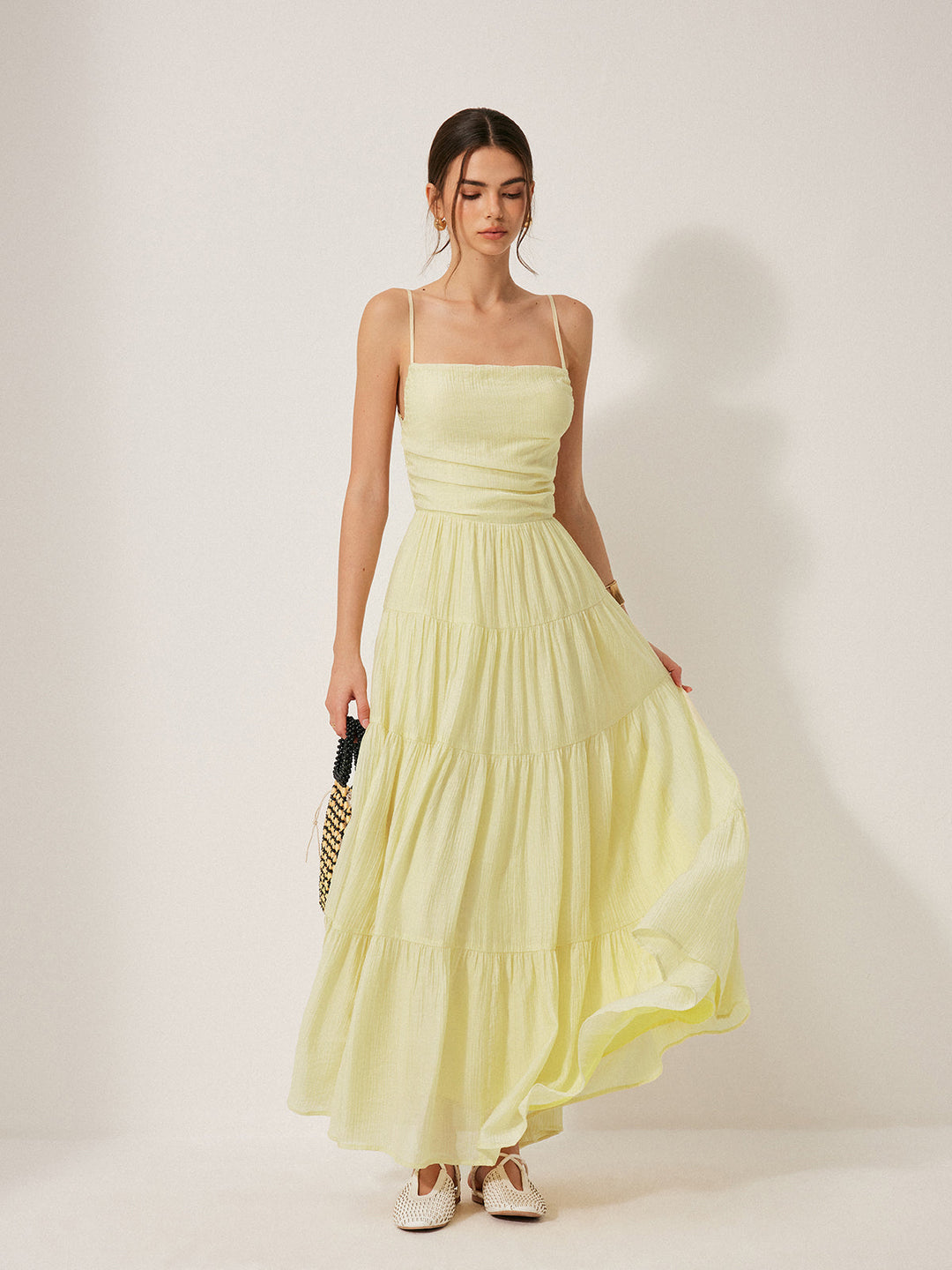 Pleated Backless Tiered Cami Dress  Liora Lane Boutique Dresses
