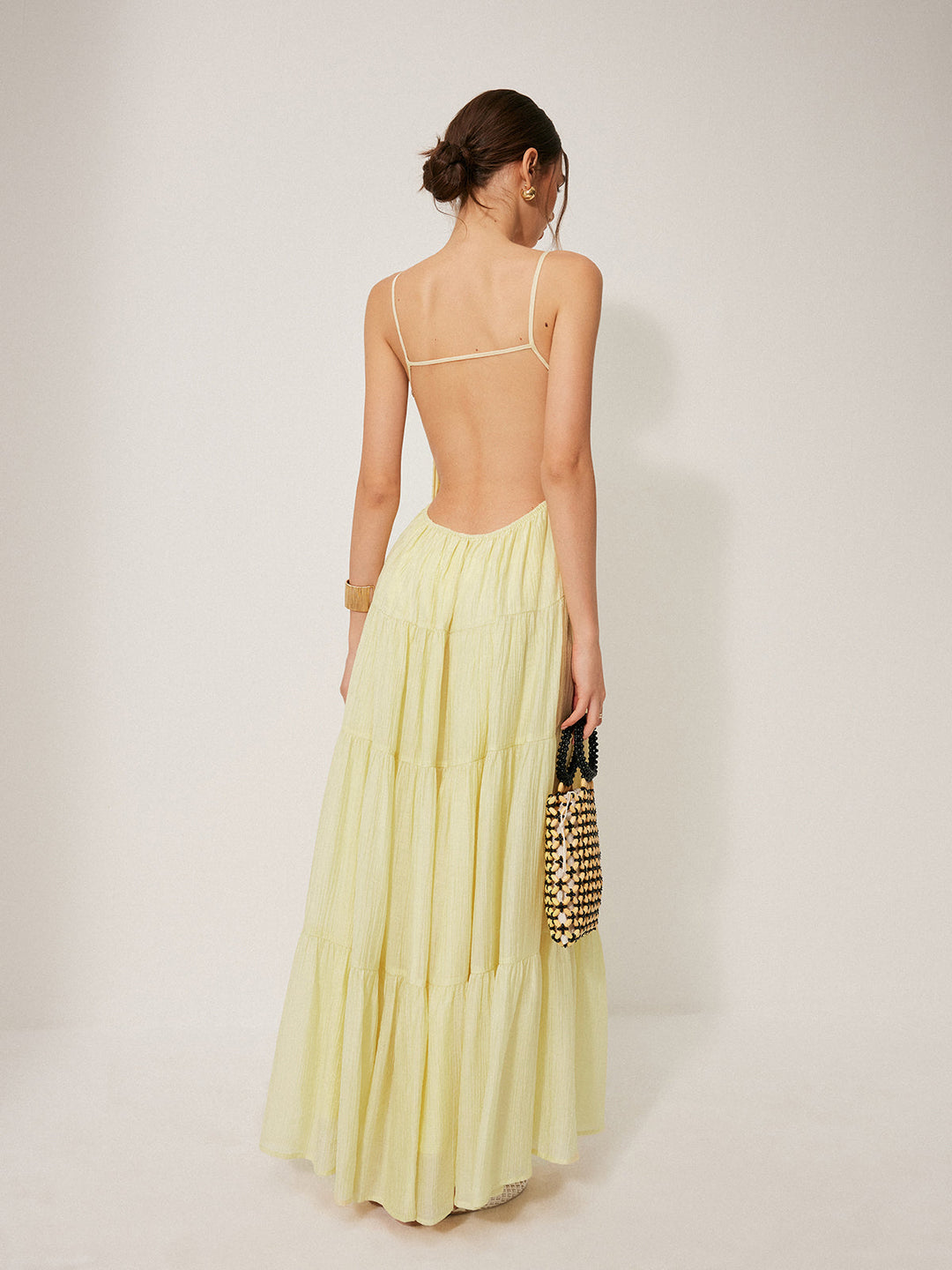 Pleated Backless Tiered Cami Dress  Liora Lane Boutique Dresses