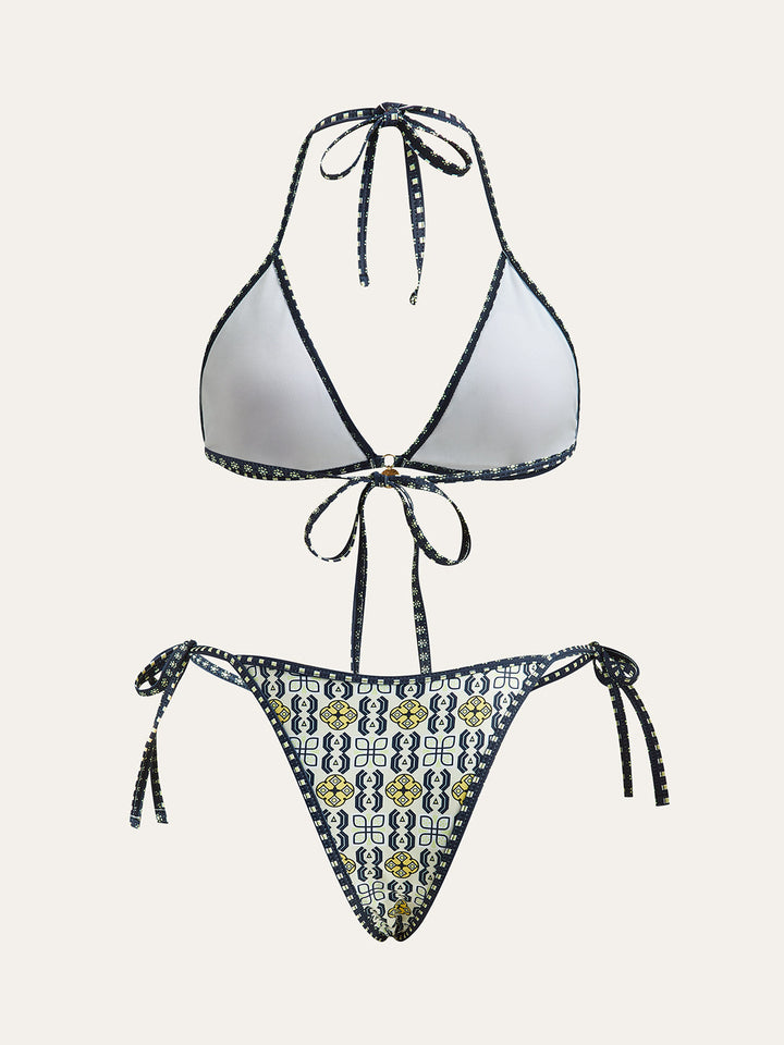 Patterned Halter Bikini Set  Liora Lane Boutique Bikini Sets
