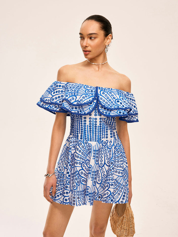 Semi-Sheer Off-Shoulder Ruffled Dress  Liora Lane Boutique Dresses