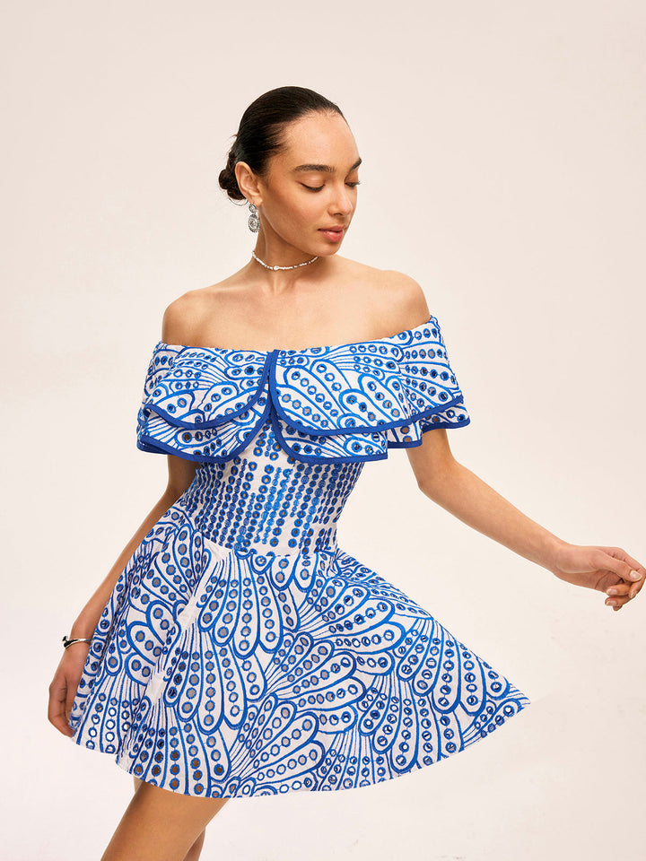 Semi-Sheer Off-Shoulder Ruffled Dress  Liora Lane Boutique Dresses