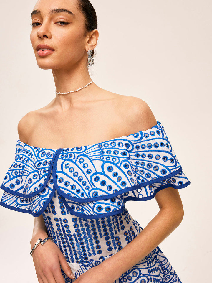 Semi-Sheer Off-Shoulder Ruffled Dress  Liora Lane Boutique Dresses