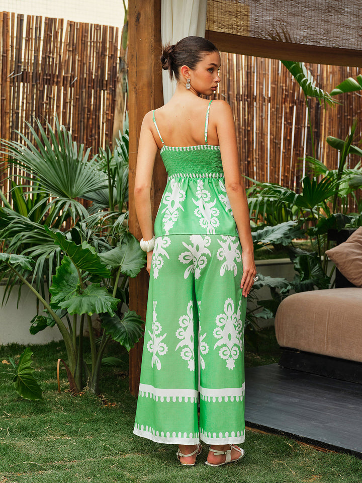 Floral Print Cami Top With Wide-Leg Pants Set  Liora Lane Boutique Pant Sets