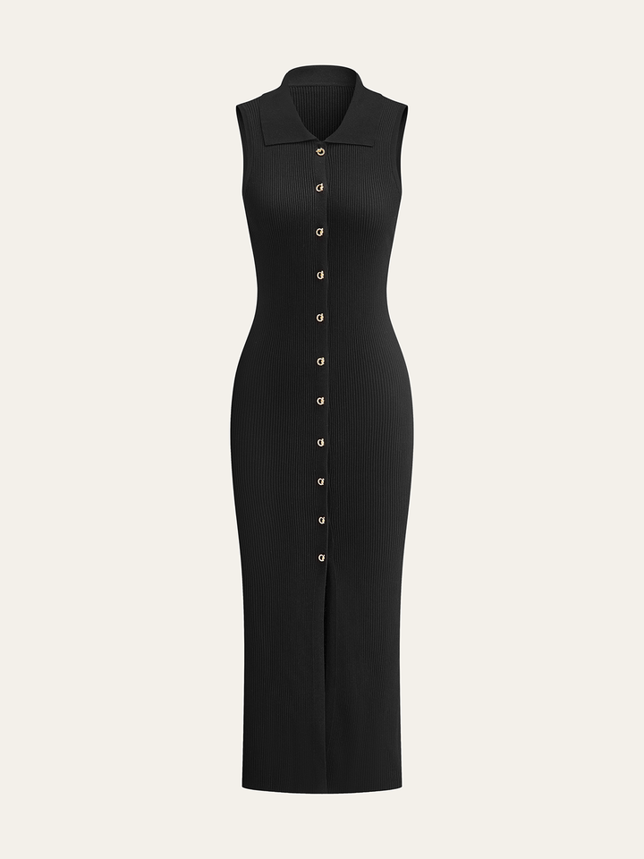 Ribbed Knit Button-Down Midi Dress  Liora Lane Boutique Sweater Dresses