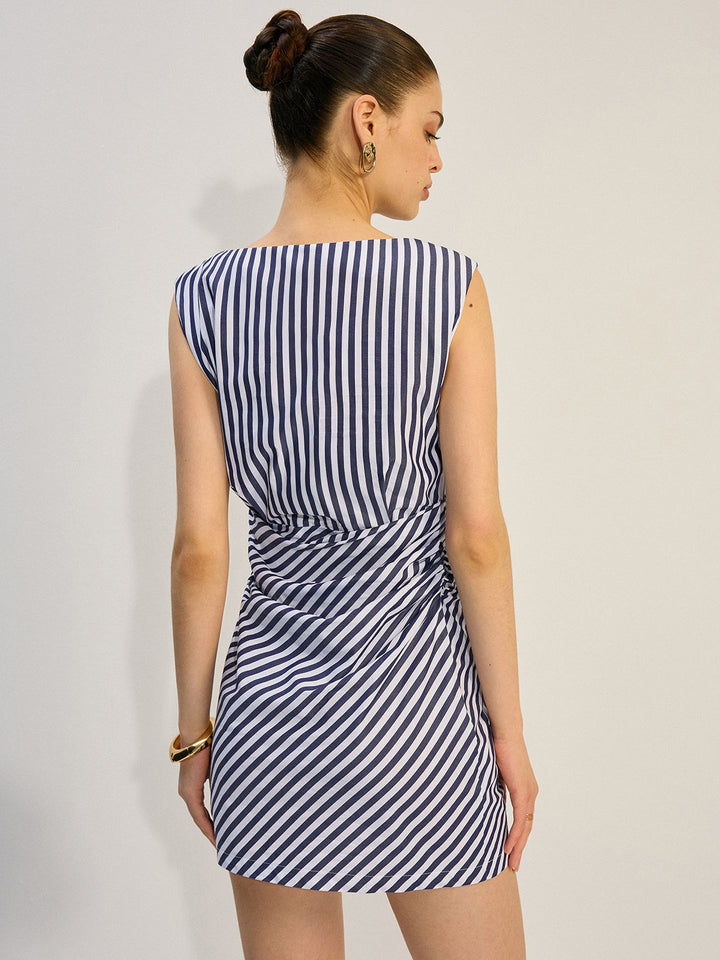 Striped Ruched Mini Dress  Liora Lane Boutique Dresses