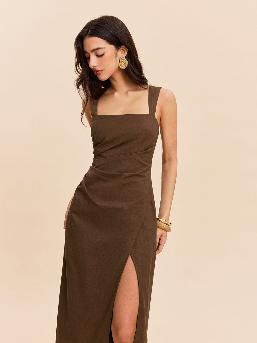 Cotton & Linen Slit Dress  Liora Lane Boutique Dresses