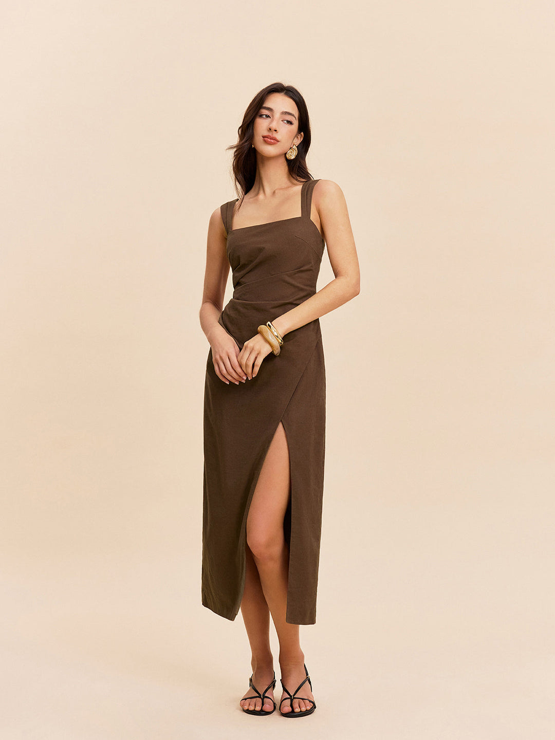 Cotton & Linen Slit Dress  Liora Lane Boutique Dresses