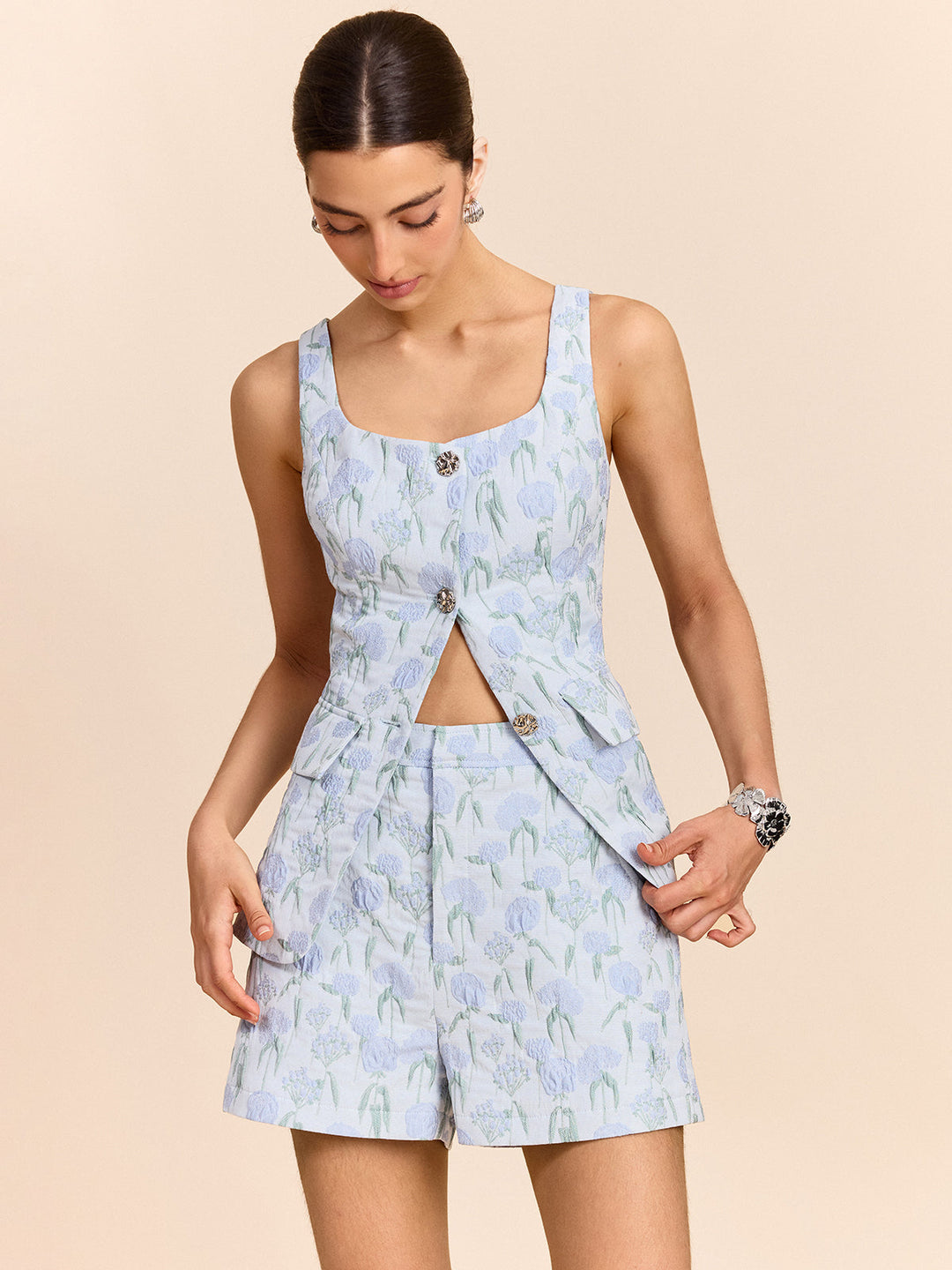 Floral Jacquard Shorts  Liora Lane Boutique Shorts