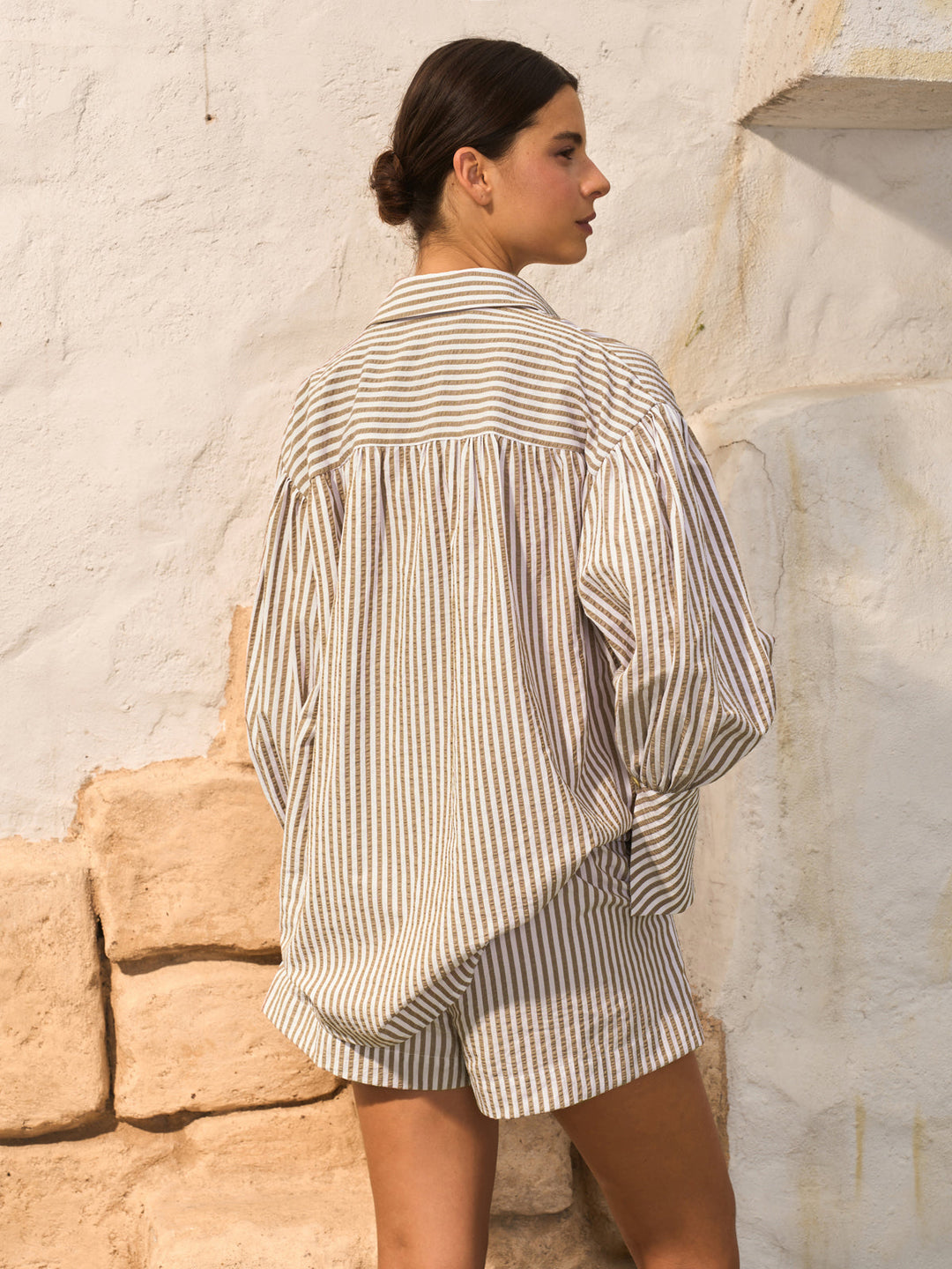 Striped Shorts Set With Drawstring  Liora Lane Boutique Short Sets