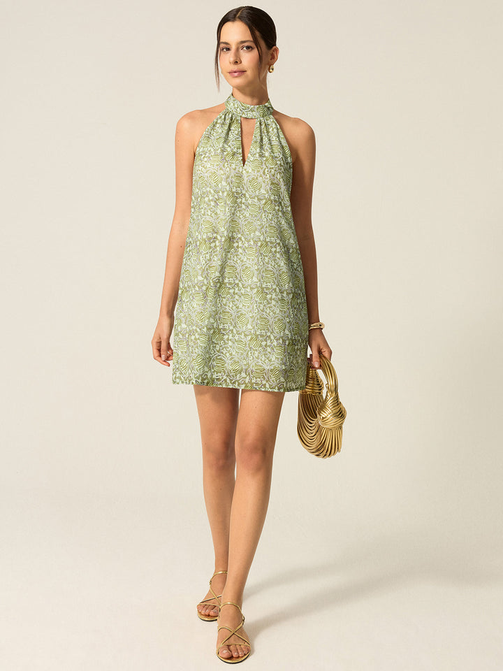 Halter Neck Cut-Out Printed Mini Dress  Liora Lane Boutique Dresses