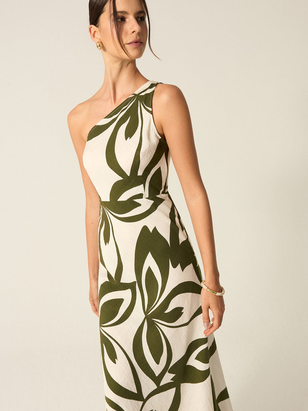 One-Shoulder Printed Midi Dress  Liora Lane Boutique Dresses