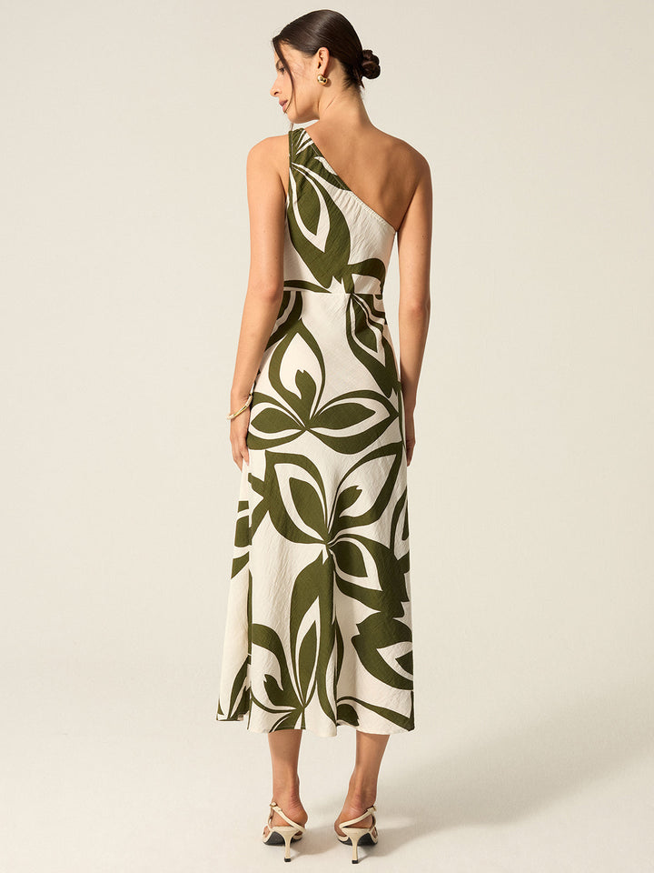 One-Shoulder Printed Midi Dress  Liora Lane Boutique Dresses