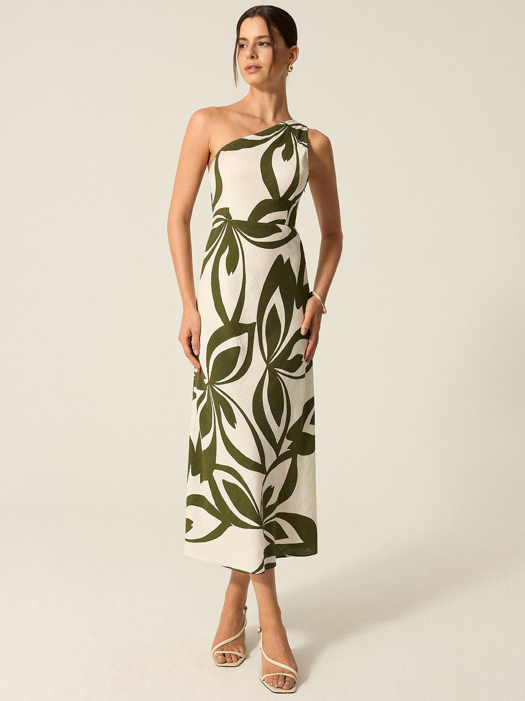 One-Shoulder Printed Midi Dress  Liora Lane Boutique Dresses