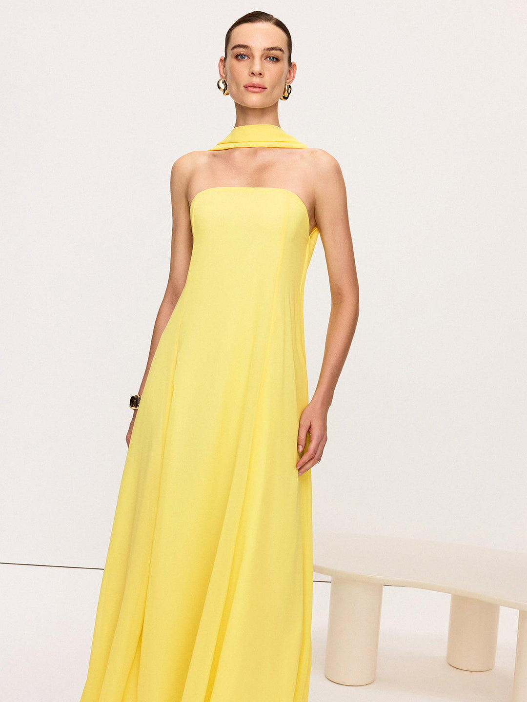 Halter Neck Chiffon Maxi Dress  Liora Lane Boutique Dresses