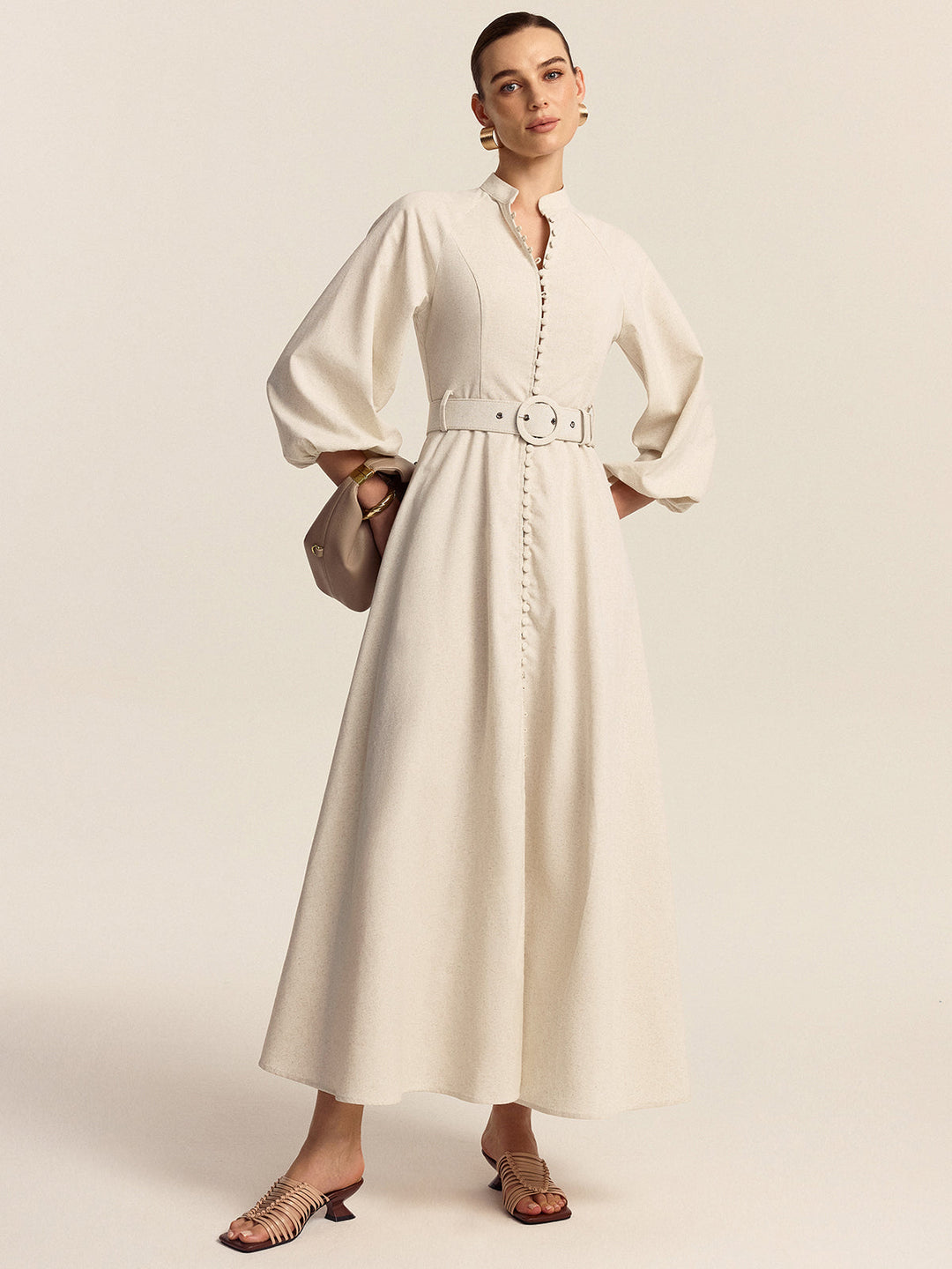 Belted Button Front Maxi Dress  Liora Lane Boutique Dresses