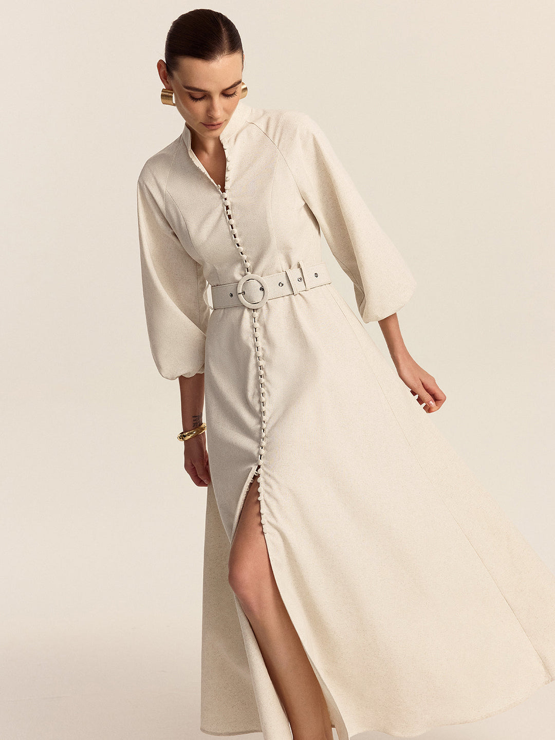 Belted Button Front Maxi Dress  Liora Lane Boutique Dresses