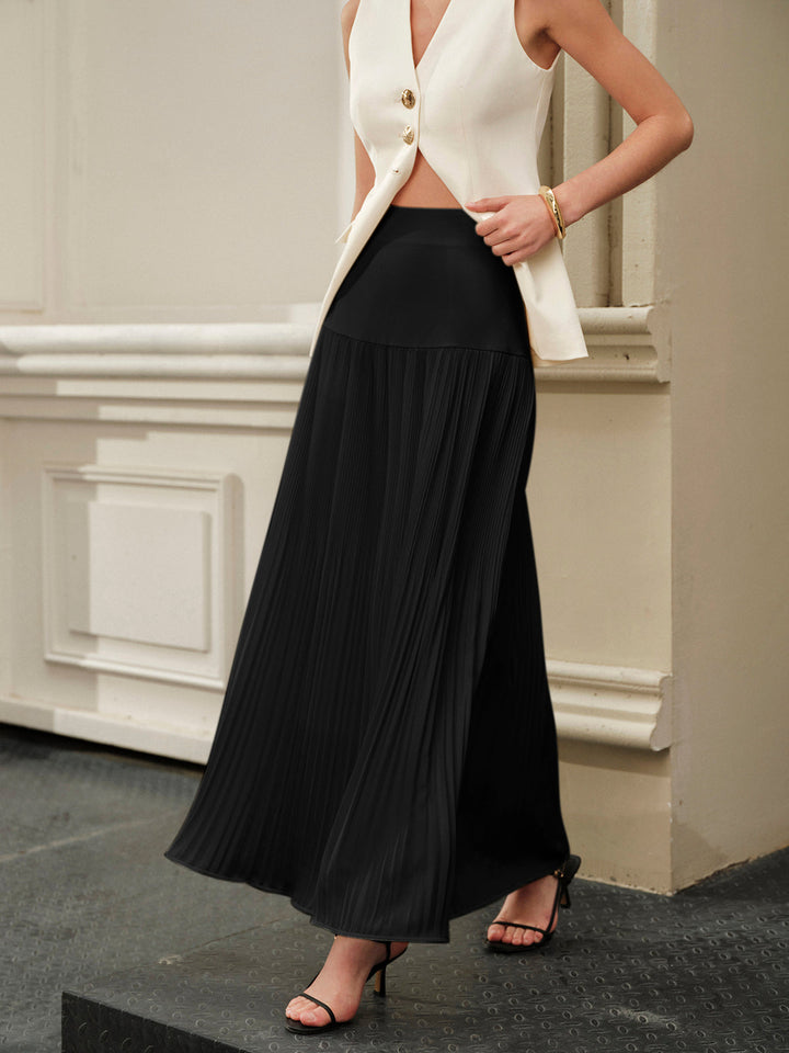 Mid-Waist Pleated Skirt  Liora Lane Boutique Skirts Black / XL 52.00