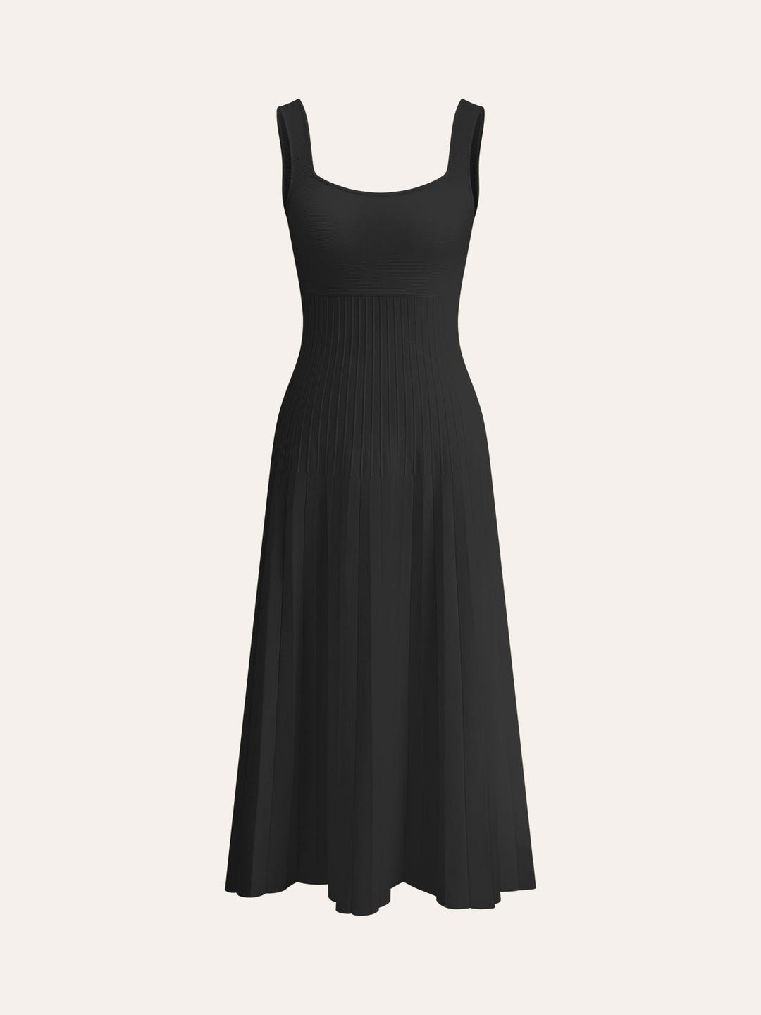 Square-Neck Ribbed Knit Dress  Liora Lane Boutique Knit Dresses Black / XL 69.00