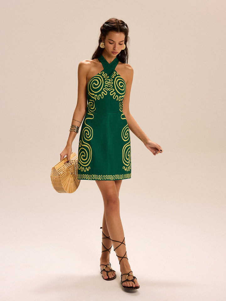 Halter-Neck Dress With Swirl Patterns  Liora Lane Boutique Dresses