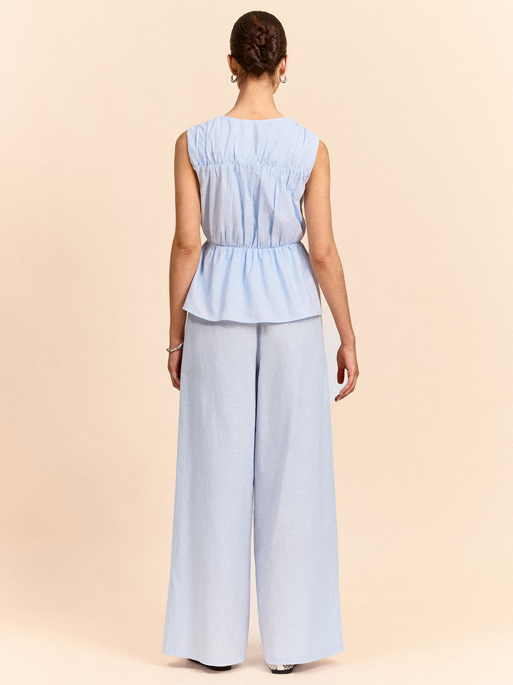 Tie-Front Linen & Cotton Pants Set  Liora Lane Boutique Pant Sets